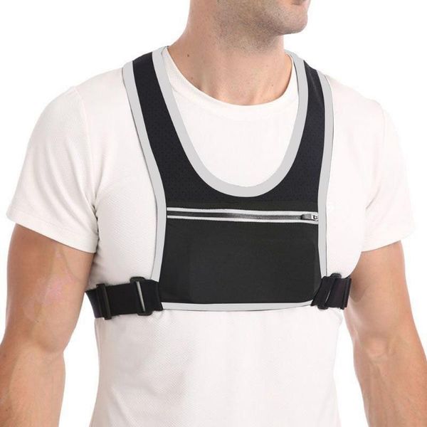 

running jerseys safety security reflective sports vest night visibility jogging protective washable waistcoat phones pockets, Black;blue