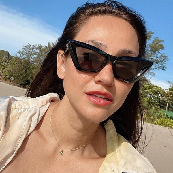 

sunglasses cat eye fashion women men small square ladies vintage sun glasses female travel driving shades black, White;black