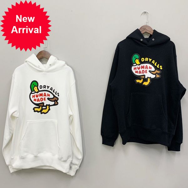 

chaopai human made fleece hoodies harajuku hip hop sweatshirt men clothing streetwear women tracksuit oversized couple winter clothes, Black