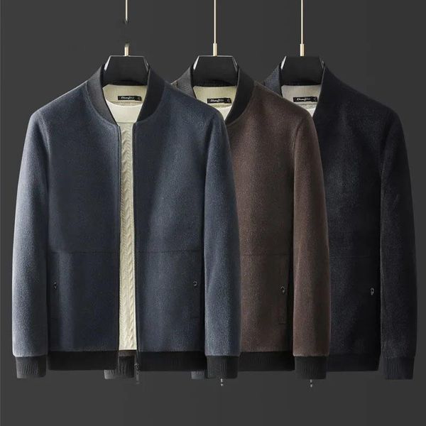 

men's wool & blends autumn 2022 winter fashion men coats woolen solid long sleeve jackets thick warm overcoats streetwear trench outerw, Black