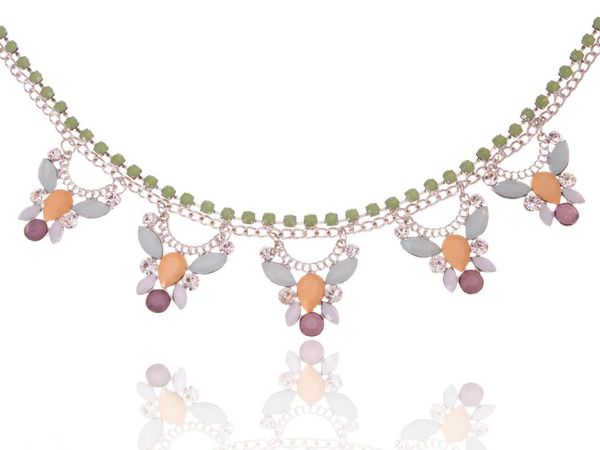 

chokers silvery tone multicolored crystal rhinestones cluster statement necklace, Golden;silver