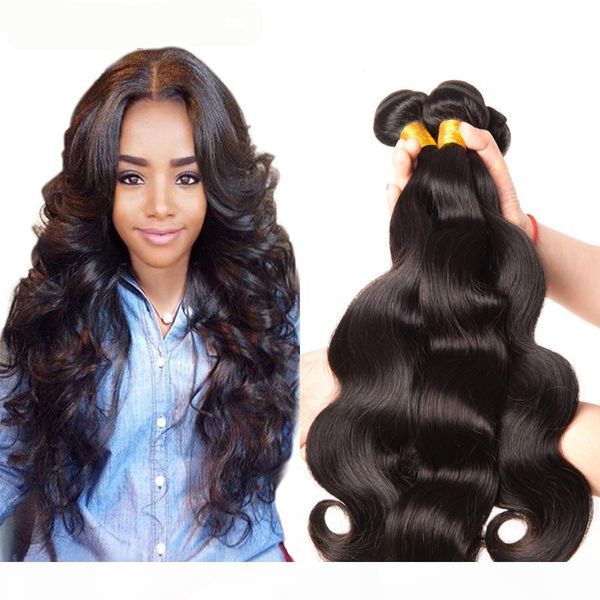 

3 bundles brazilian body wave hair weave color 1b black raw virgin indian malaysian peruvian cambodian chinese human hair weft