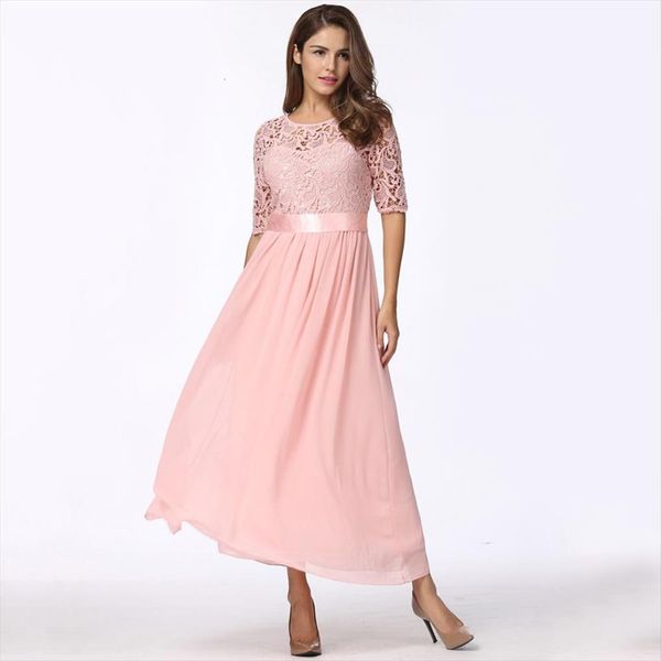 

lace chiffon maxi long womens dress gown elegant princess evening party vestido longo robe femme plus size dresses, Black;gray