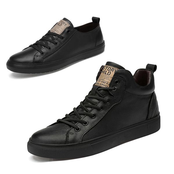

dress shoes casual men cow leather flat lace-up low sneakers tenis masculino fashion flats size 36-45 black * v12p