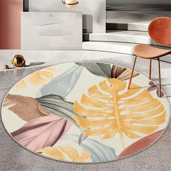 

carpets leaves beige round room carpet imitation cashmere rugs for bedroom luxury nordic style floor coffee table shaggy