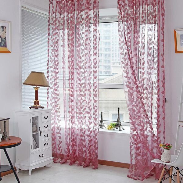 

curtain & drapes voile super leaves printed tulle window door scarf sheer panel valances