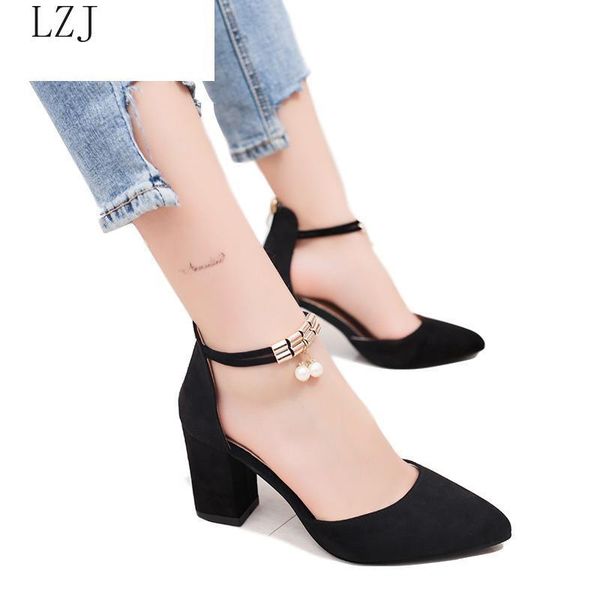 

fashion ankle strap women casual sandals summer high heel shoes buckle ladies office work sandalias shoes gladiator gold 2021, Black
