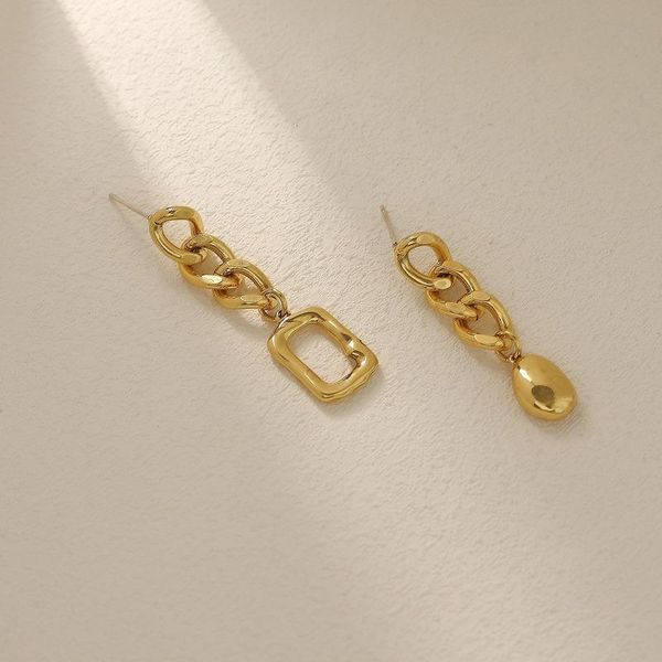 

dangle & chandelier allme personality metallic chunky cuban chain earrings for women hollow linked asymmetric geometric drop gift, Silver