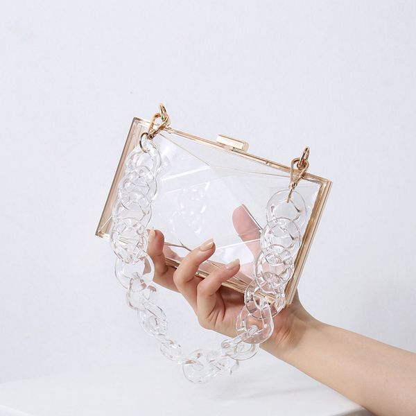 

diamond-shaped clear acrylic handbags women 2020 new summer transparent color small square crossbody bag acrylic chain beach bag