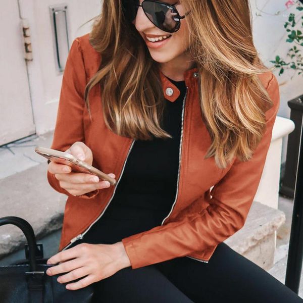 

women's suits & blazers kywommnz 2021 spring autumn short coat women fashion splicing pu long sleeve zipper slim e3611, White;black