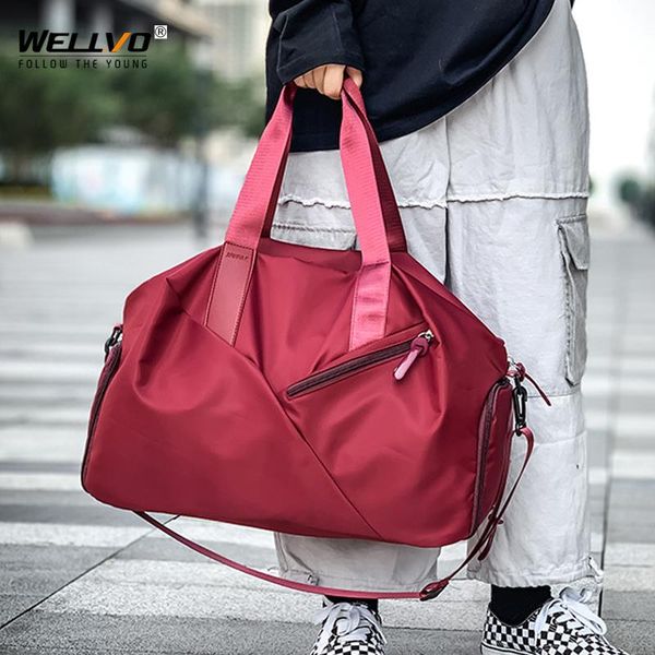 

men women travel handbags dry wet separation fitness bag sports gym bag with shoes pocket waterproof nylon yoga bags xa909zc