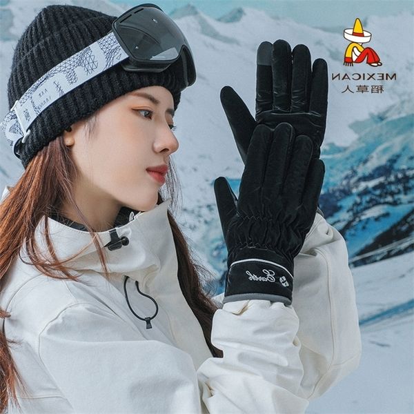 

ski gloves female winter lovely cycling cold proof touch screen plush warm outdoor, Black
