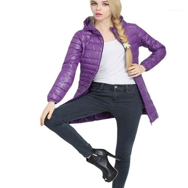 

down winter jacket women's slim hooded parkas woman warm coat girl thin &, Black