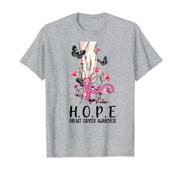 

flower hands pink ribbon hope breast cancer awareness gifts t-shirt, White;black