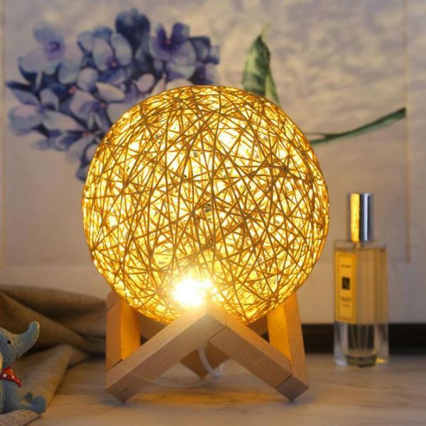 

warm rattan billiard led lamp bedroom bedside simple usb light modern creative dream romantic birthday gift christmas lights
