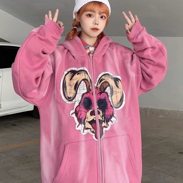 

women's hoodies & sweatshirts inverno zip up moletom com capuz para as mulheres impressÃ£o quente vintage manga longa oversized hoodies, Black