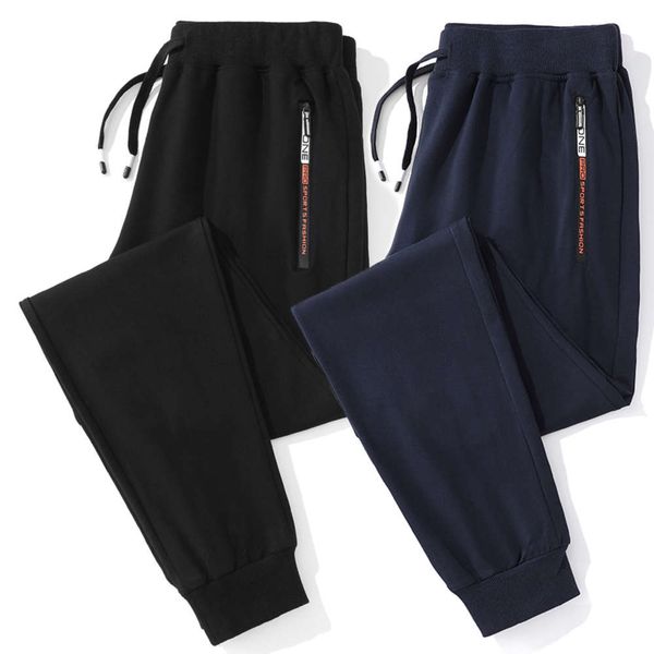 

casual pants spring and autumn version trend slim fit small foot band, Black