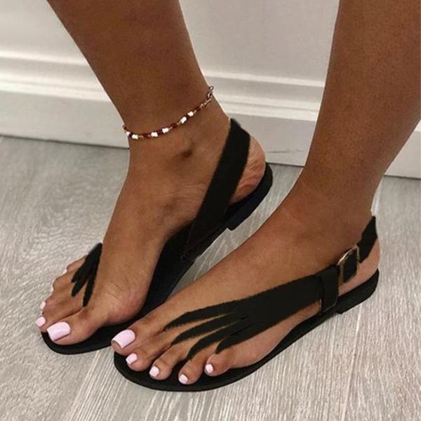 

sandals 2021 summer slippers simple fashion flip flops flat women shoes one word buckle ladies kz073, Black
