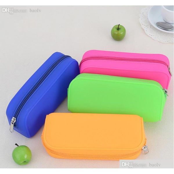 

wholesale-candy-colored sile pencil case lovely pencil bag zipper pen case multifunctional handbag school suppli jllybg yy_dhhome