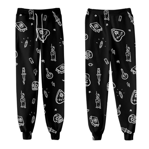 

men's pants casual hip hop joggers men women black print cargo outdoor sweatpants