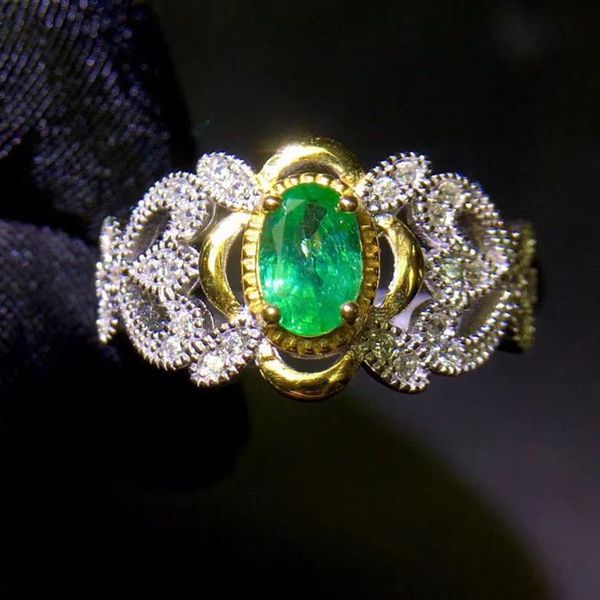 

cluster rings 100% natural and real emerald ring wedding engagement for women fine jewelry gift wholesale, Golden;silver