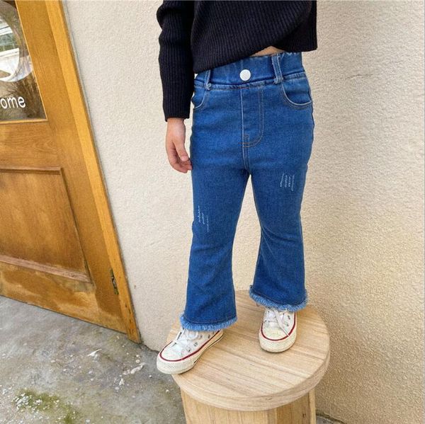 

jeans 2021 arrival girls boys denim thicken long pants winter fashion kids jean 2-8 years pw1, Blue