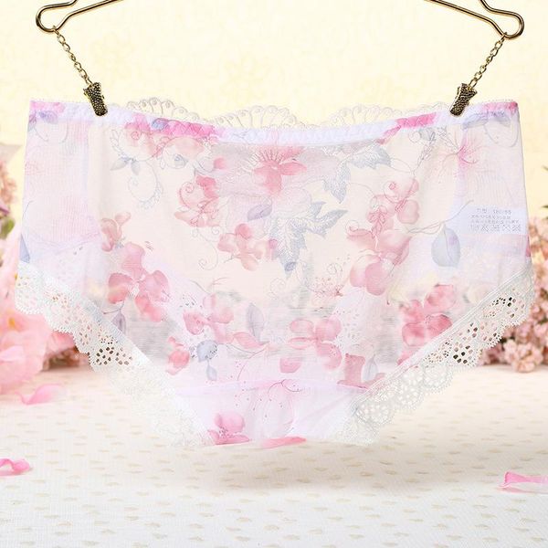 

women's panties lace ultra-thin transparent flower embroidery pure color briefs low-waist comfortable elastic underwear, Black;pink