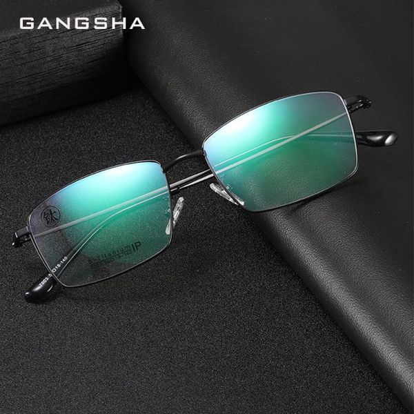 

fashion sunglasses frames gangsha eyewear titanium glasses frame men eyeglasses computer optical prescription clear eye lens male full lunet, Black