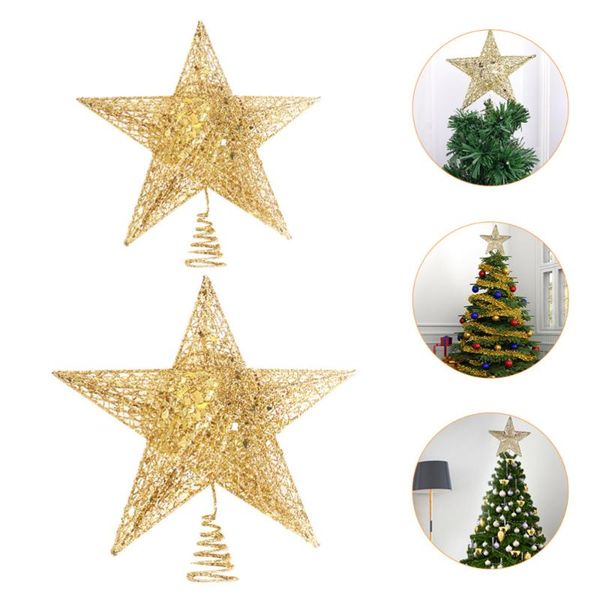 

christmas decorations 2pcs tree stars star treeornaments home party decors (golden)