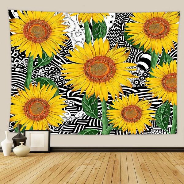 

tapestries fashion printing beach sunflower painting style sunshine decoration home wall tapestry blanket