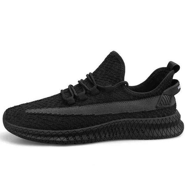 

autumn men's shoes 2021 student casual fashion trendy sneakers flying woven sports, Black