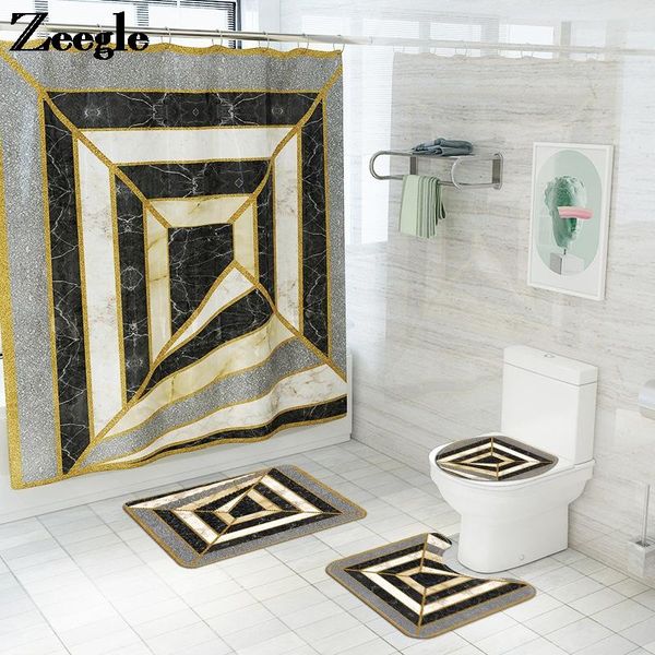 

bathroom carpet rug 3d printing bath mat and shower curtain set home decor toilet absorbent u-shaped foot mats
