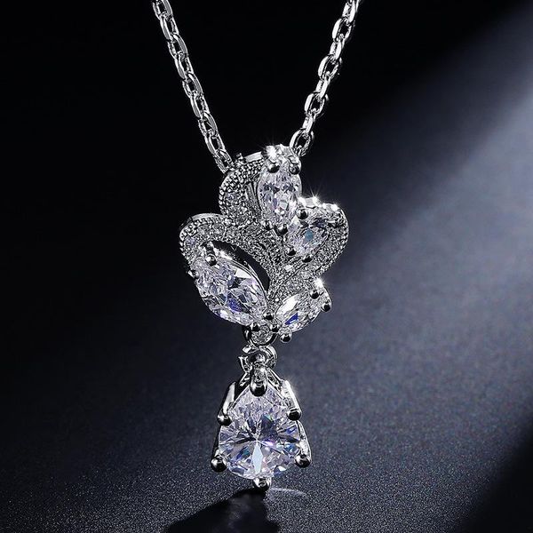 

pendant necklaces wholesale classic white zircon necklace jewelry full water drop transparent zircons hand women's, Silver