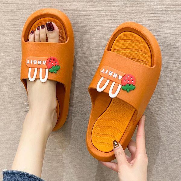 

slippers flat-bottom for women fashion exterior 2021 summer cute cartoon family non-slip indoor flip-flops, Black