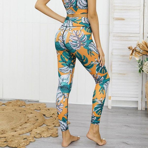 

est printed sleevless camisoles tube crop pant set women digital print high waist pants sport yoga two-piece outfit