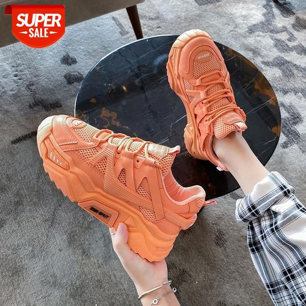 

2020 new designer sneakers women platform casual shoes fashion sneakers platform basket femme yellow lace-up casual chunky shoes #ar9b