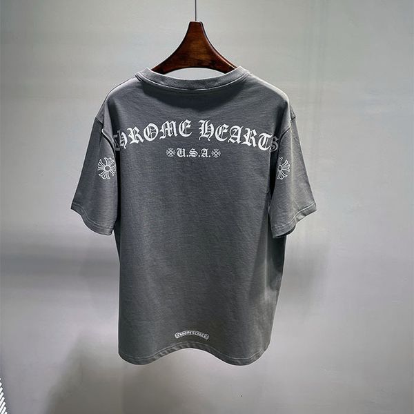 

21 chrome/hearts heart arcro core back horseshoe cross sanskrit casual loose slim short sleeve t-shirt, White;black