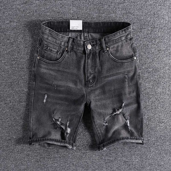 

2021 new arrival black grey with holes youth capris summer men's jeans simple designer shorts 0260 rp4p, White;black