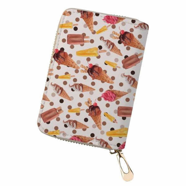 

card holders noisydesigns 3d cartoon food portable passport id holder sandwich ice cream printed business cardholder durable pouch bag, Brown;gray