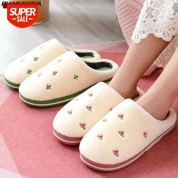 

new winter house slippers women cute plush warm shoes indoor fashion soft slides famale snow shoe fruit slippers zapatos mujer #470d, Black