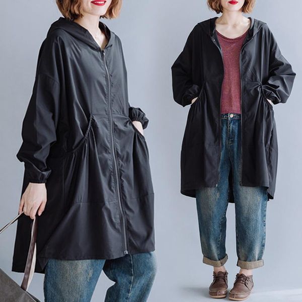 

women's jackets autumn oversize women jacket coat zipper spliced ruffles female outerwear loose long sleeve lady clothing black mh134, Black;brown