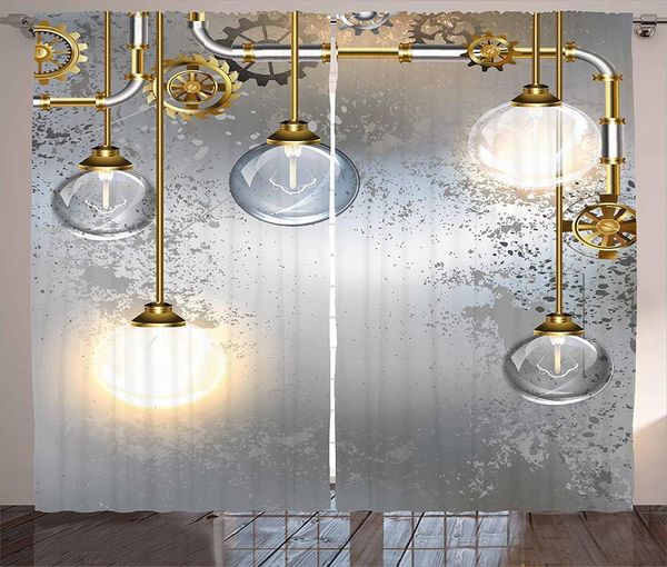 

curtain & drapes industrial curtains steampunk style antique composition brass fastening round living room bedroom window