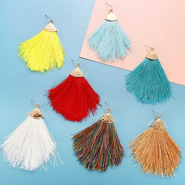 

long tassel earrings creative bohemian metal earrings, Silver
