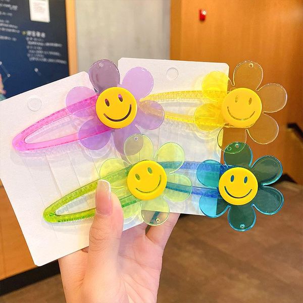 

hair accessories 1pc kids cute flower transparent clips for girls lovely floral hairpins edge clamp decorations child, Slivery;white