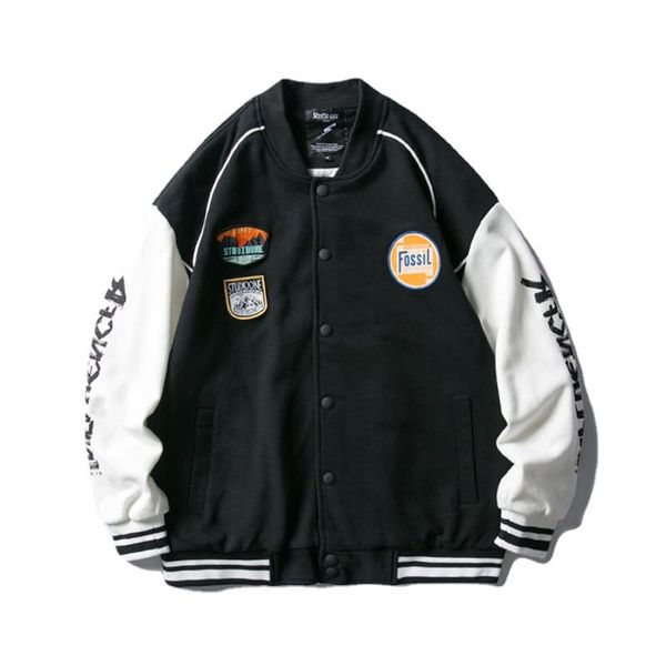 

women's jackets women baseball uniform autumn coat jacket for harajuku high street coats loose plus size bf stitching bomber female, Black;brown