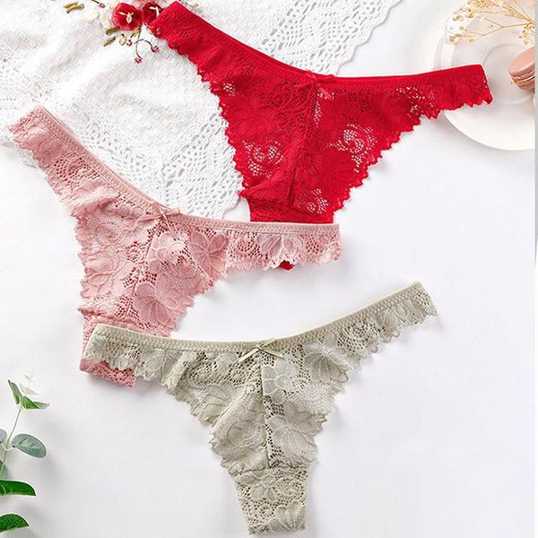 

women's panties underwear women g string thong pack seamless lace solid color transparent lingerie, Black;pink