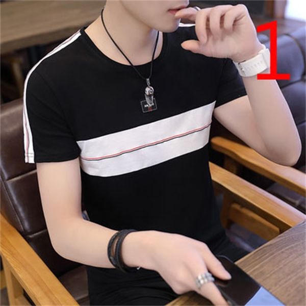 

2021 new white lapel short-sleeved t-shirt summer slim korean version of the trend half-sleeved shirt male 7h5d, White;black
