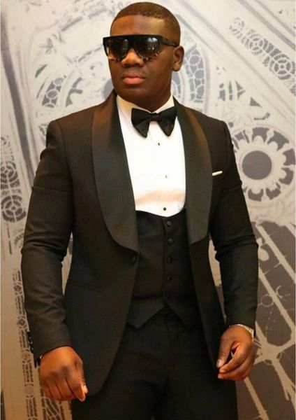 

handsome groom tuxedos shawl lapel man prom party suit wedding clothing men work business suit (jacket+pants+vest+tie) no:002, Black;gray