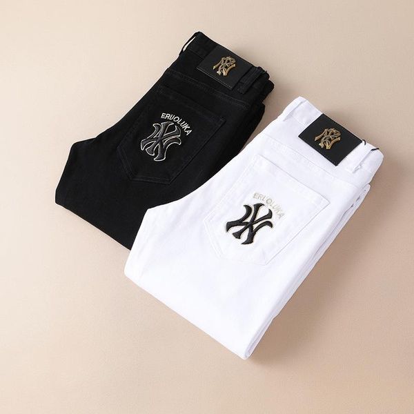 

men's pants 2021 spring jeans fashion versatile trend embroidery large wear, Black