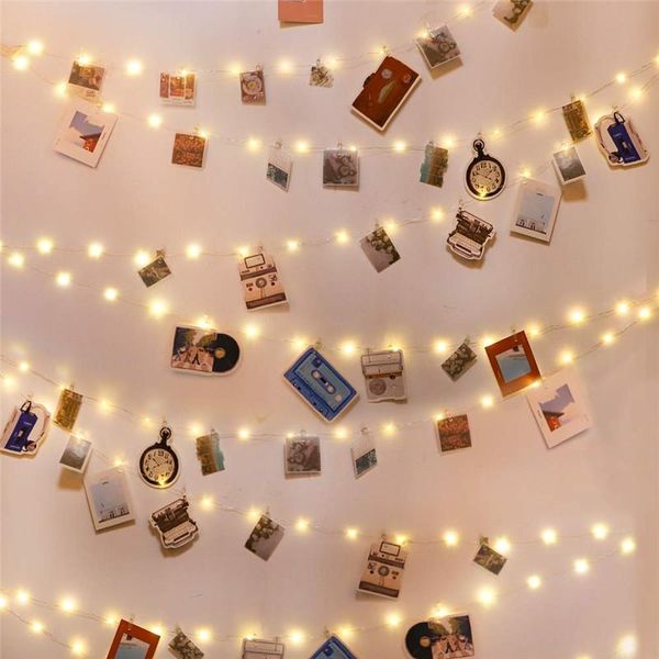 

strings flashing led garland po clip string lights for bedroom home decoration twinkle light 3 battery operated fairy